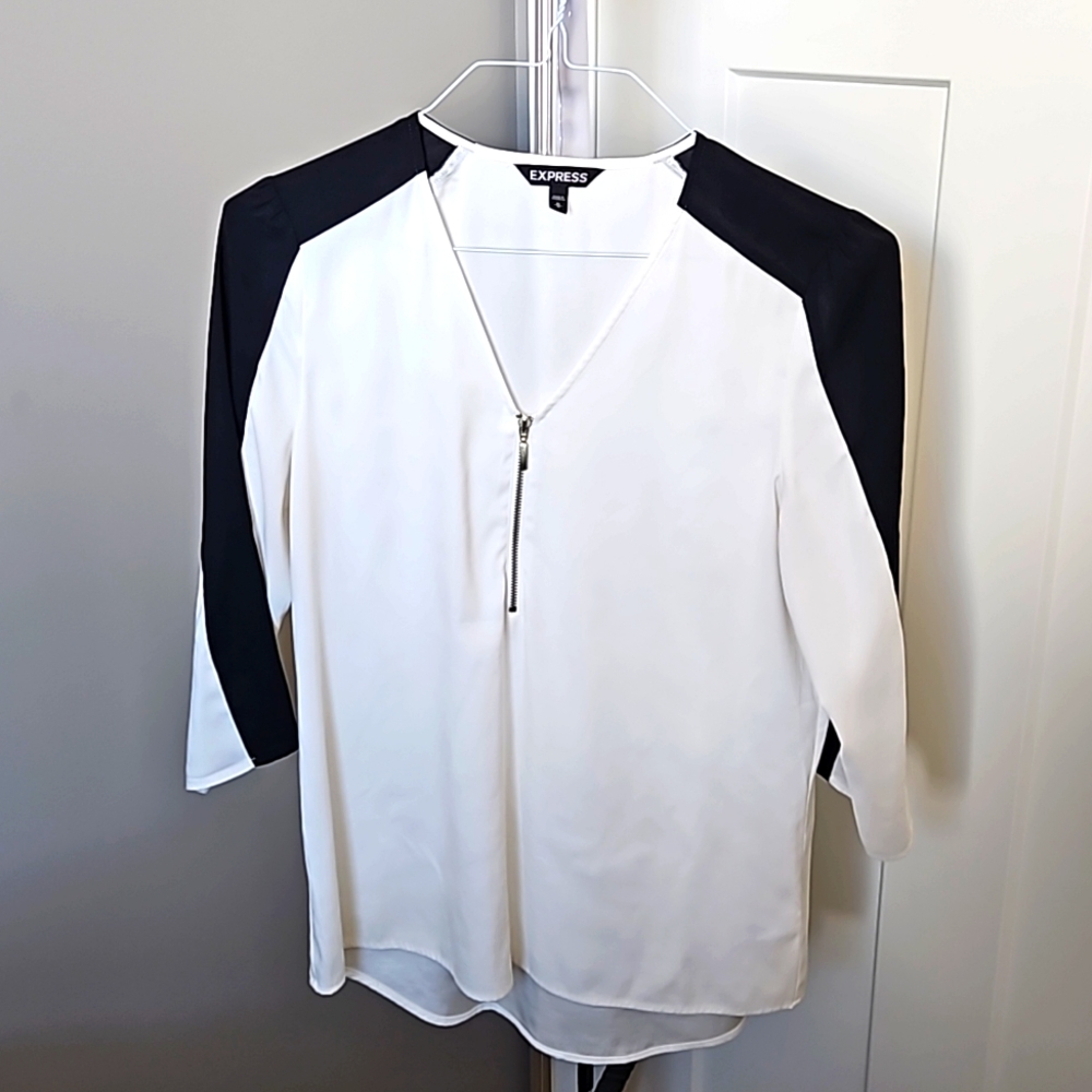 Medium off-white and black blouse
